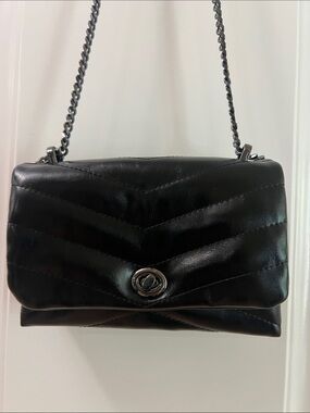 SFERRA Black Quilted Shoulder Bag with Chain Strap